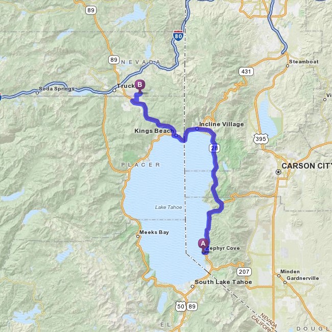 Route to Prosser Creek Reservoir