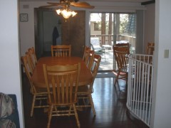 dining room, seats 14, deck, ceiling fan